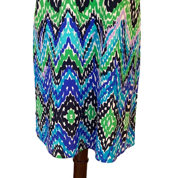 Jude Connally Beth Bright Royal Blue Waves Chevron Zigzag Sheath Slip Dress - S - Picture 4 of 9
